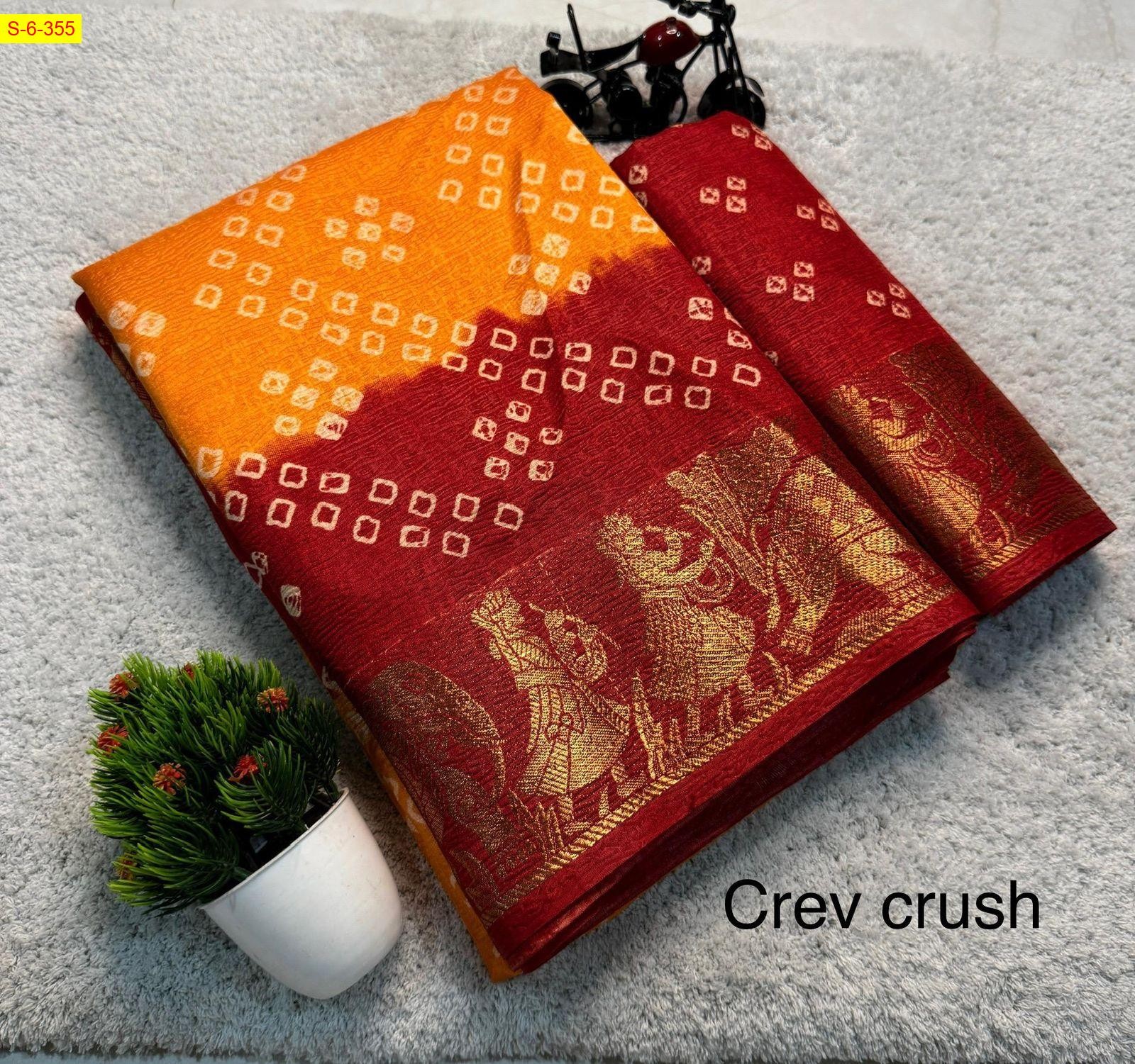 Orange Dola silk crush sarees