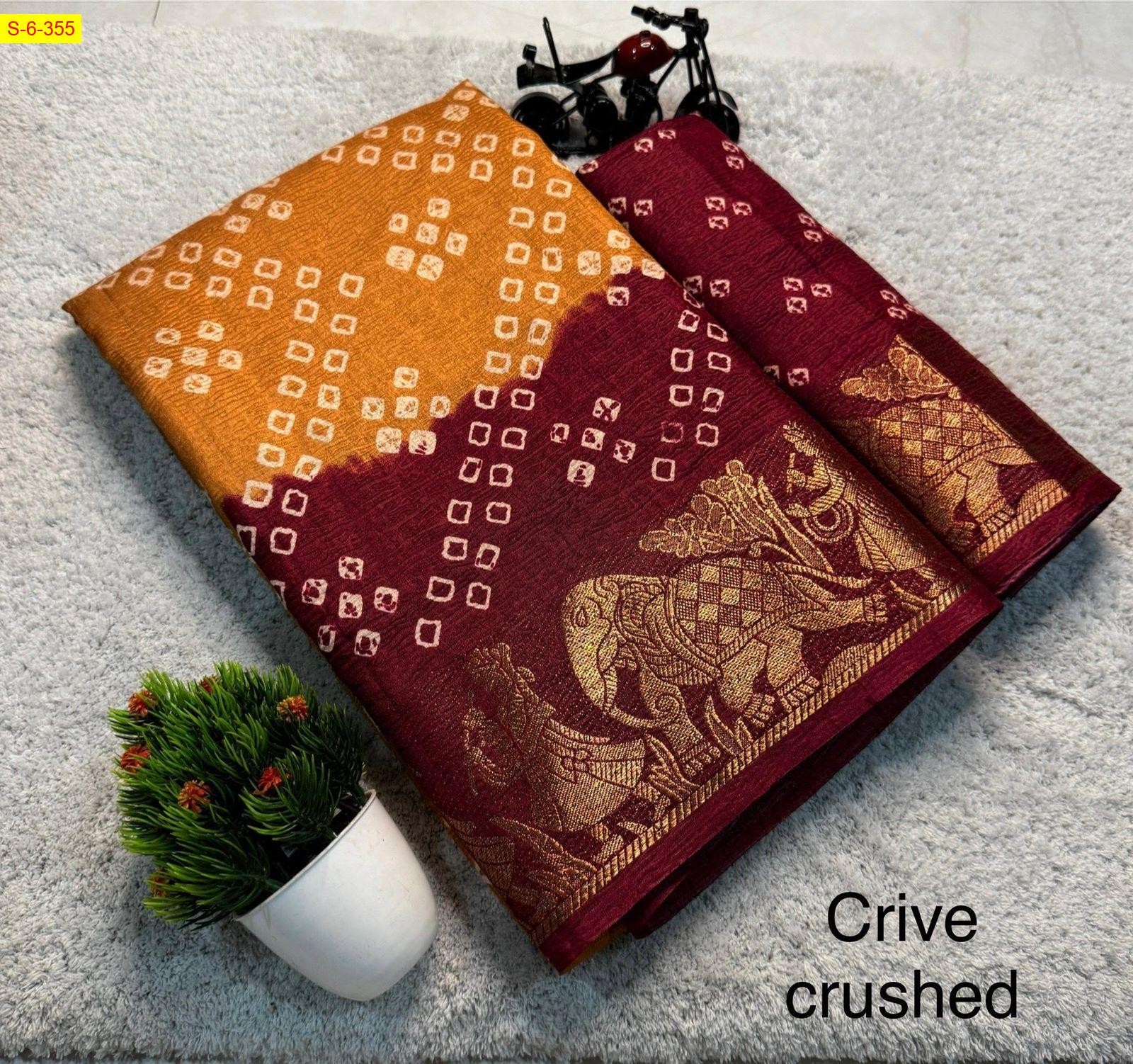 Mustard Yellow Dola silk crush sarees