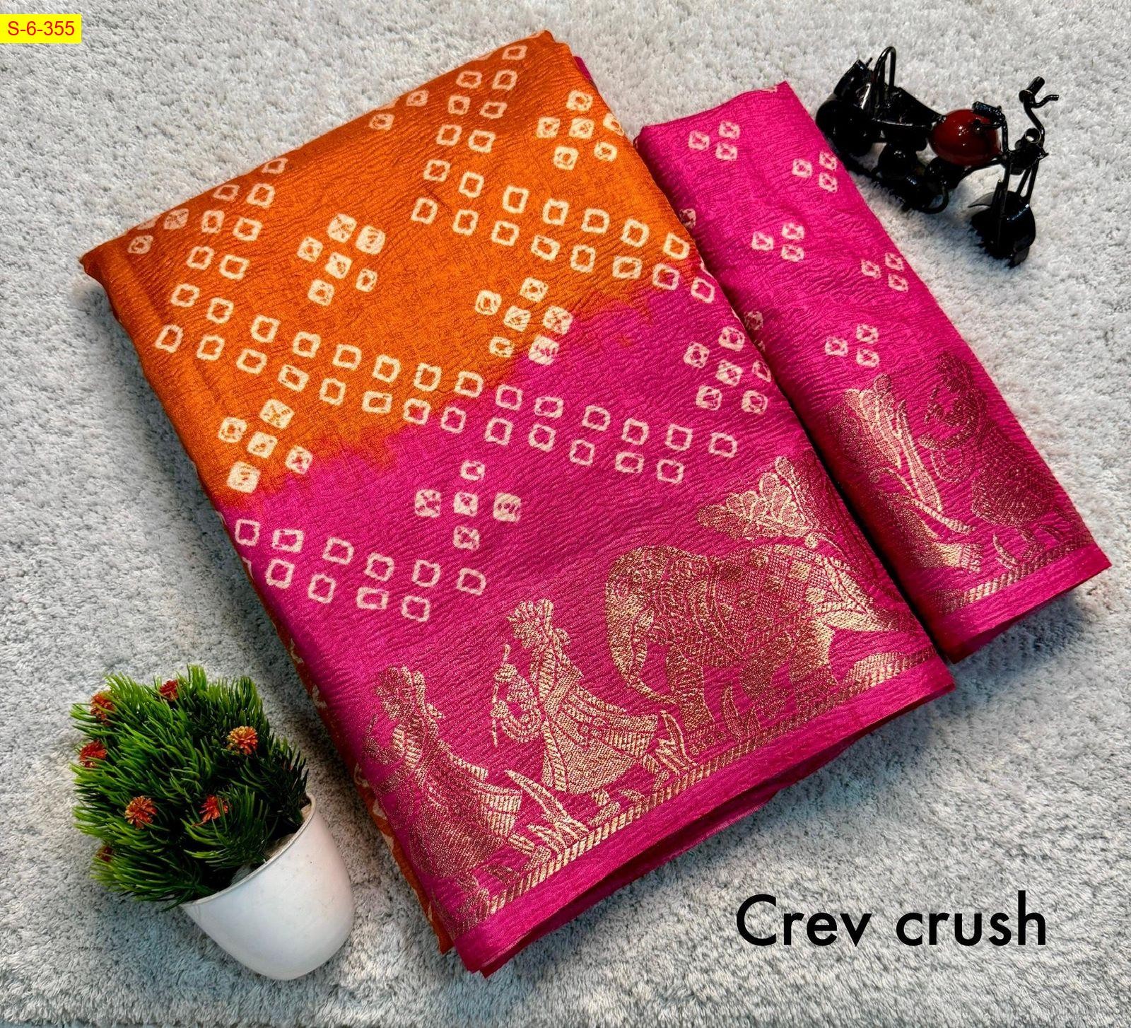 Orange Dola silk crush sarees