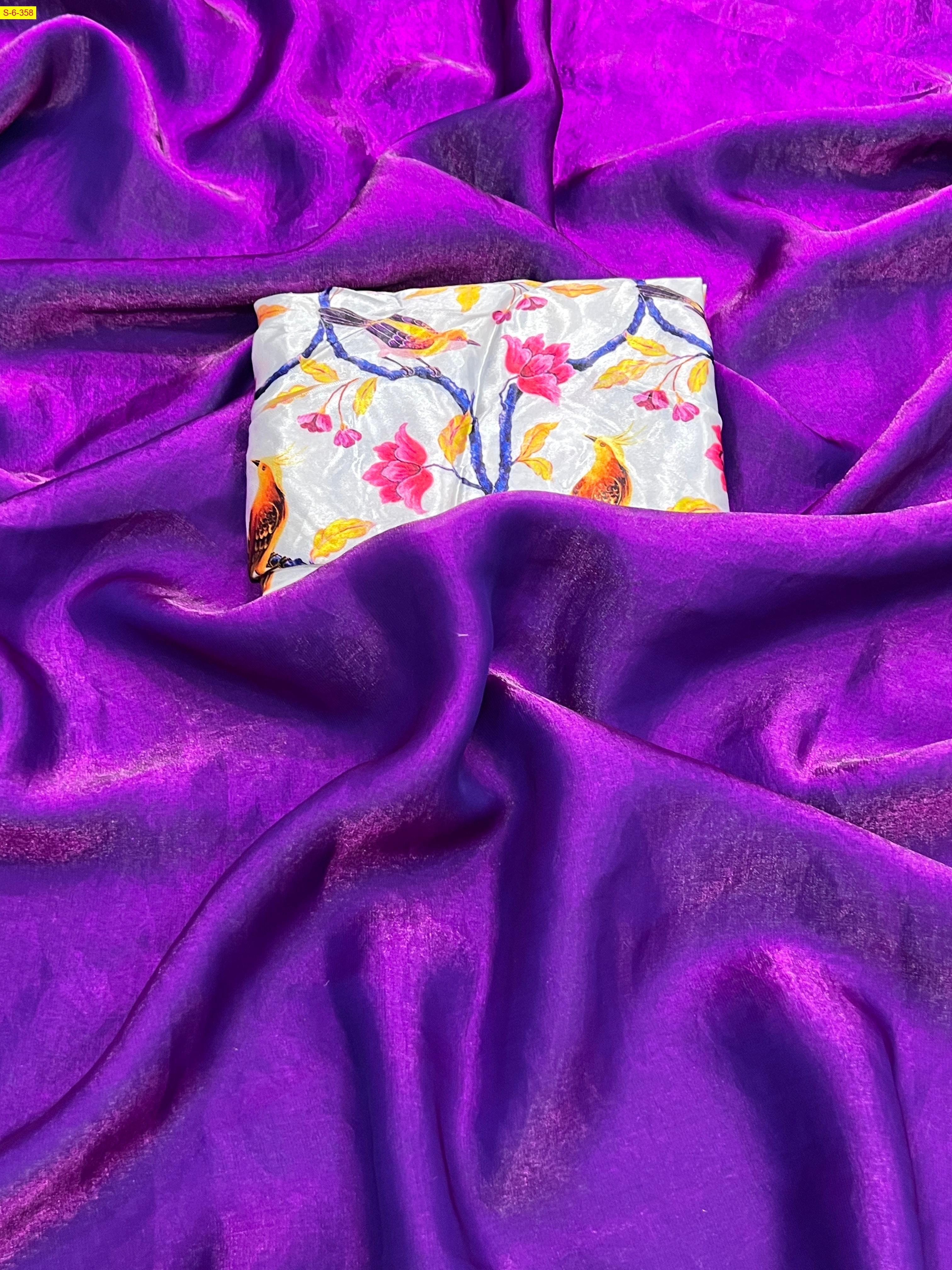 Violet Space soft silk sarees with printed blouse