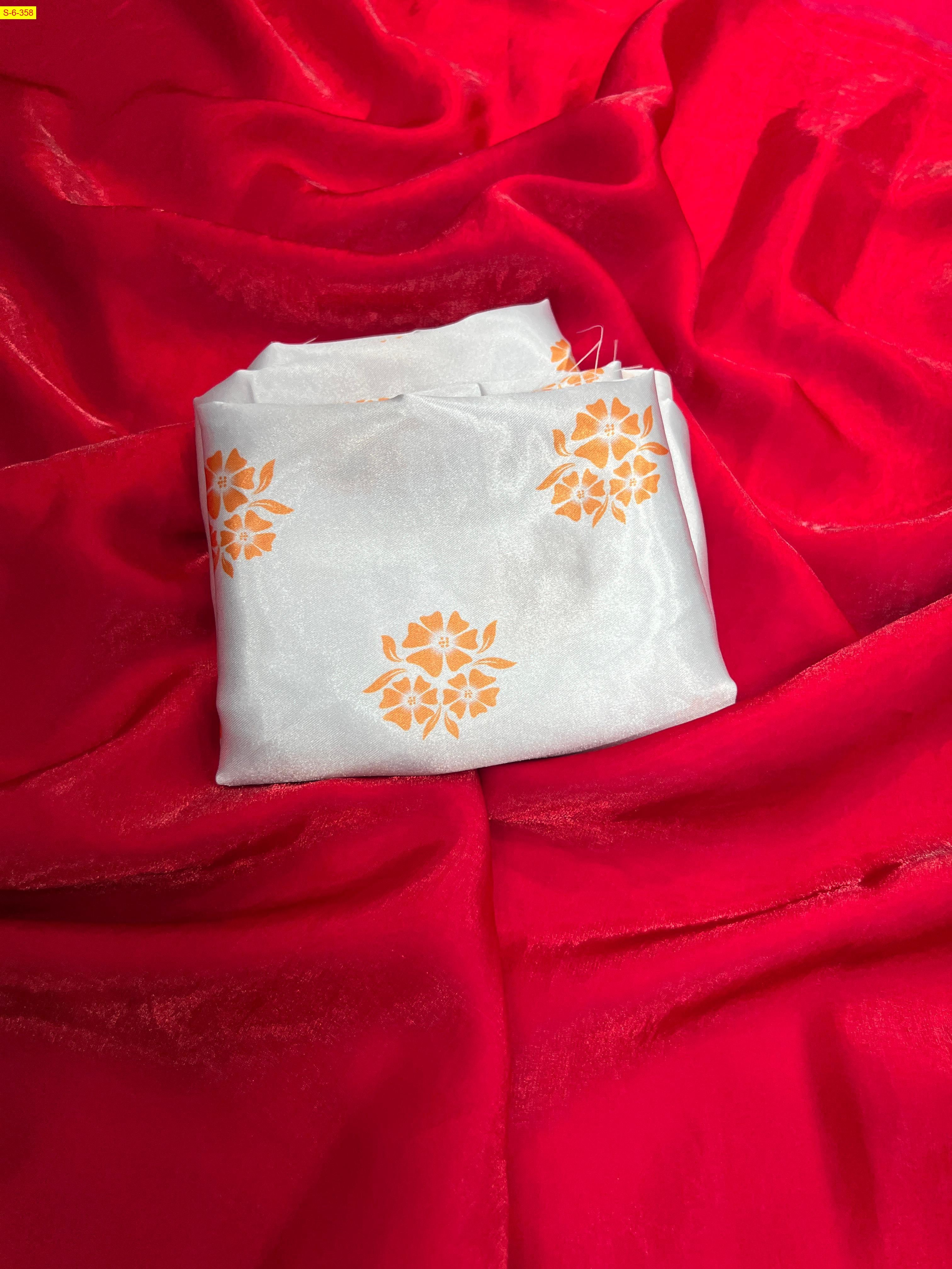 Pink Space soft silk sarees with printed blouse