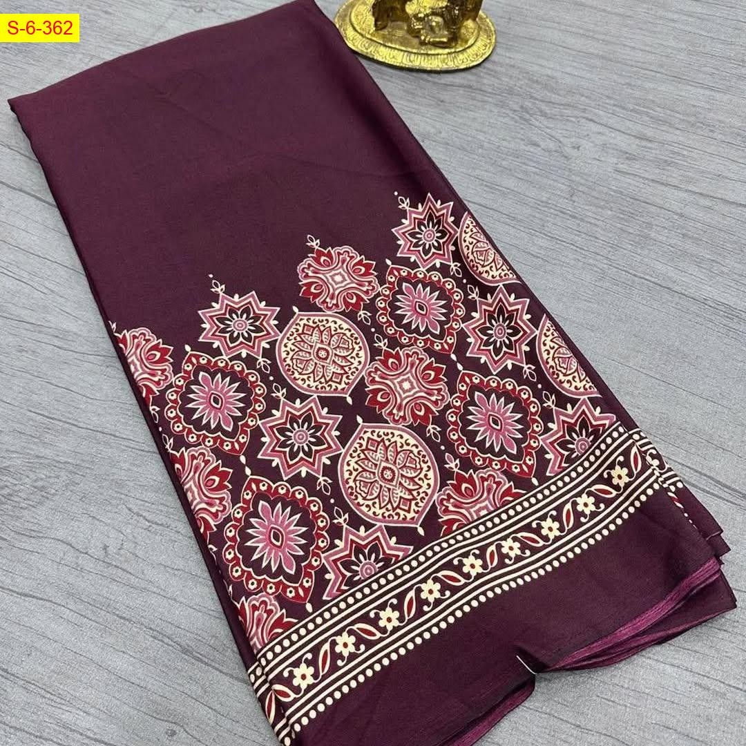 Wine Crepe silk sarees