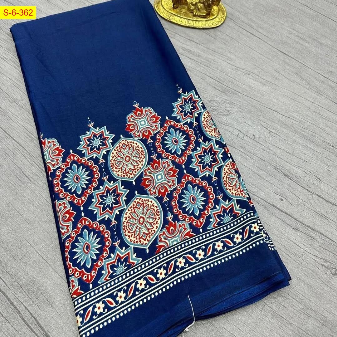 Blue Crepe silk sarees