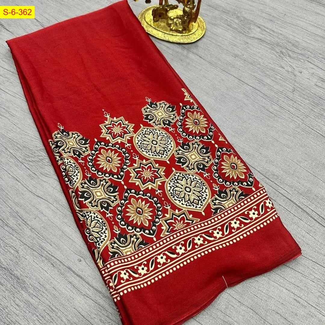 Red Crepe silk sarees