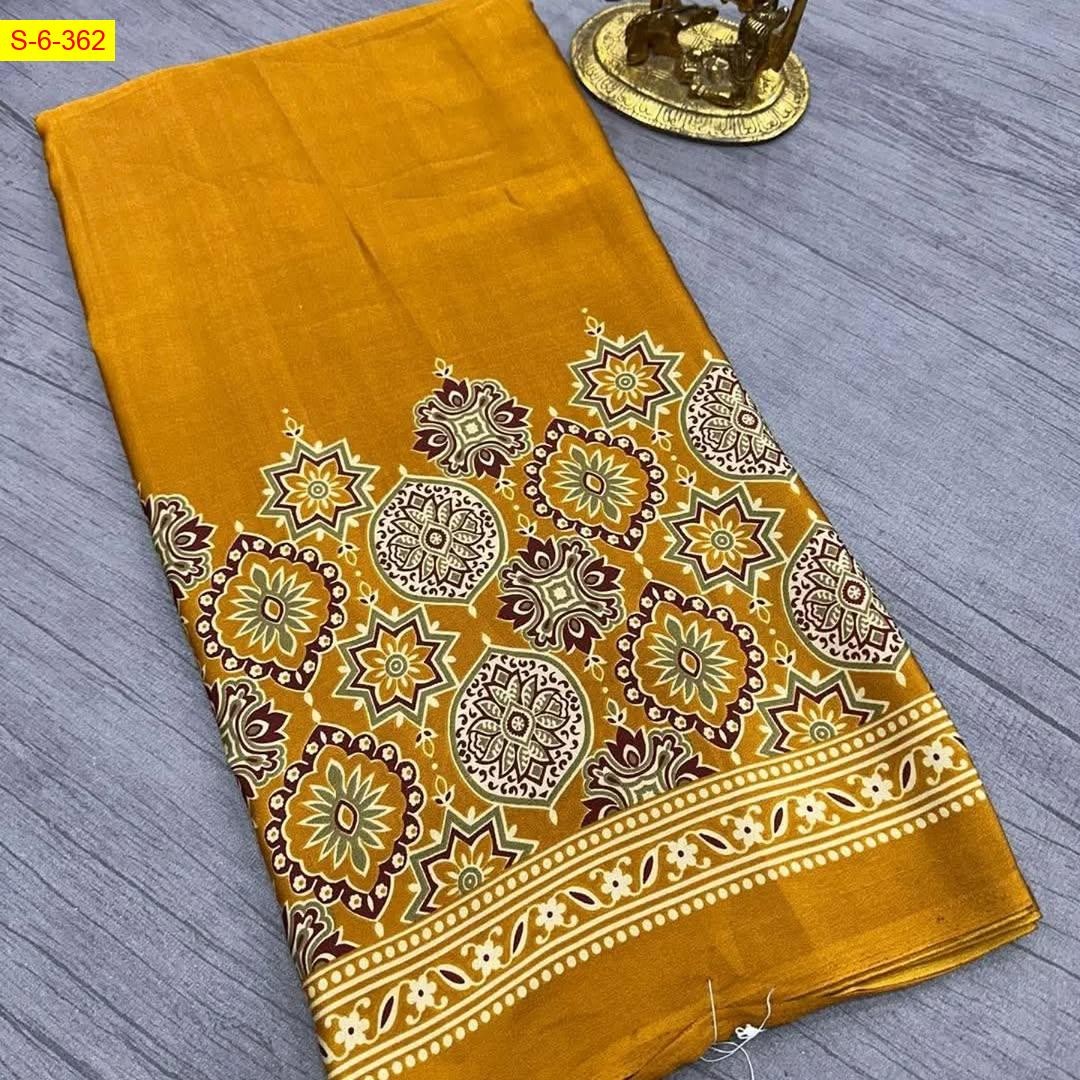 Yellow Crepe silk sarees
