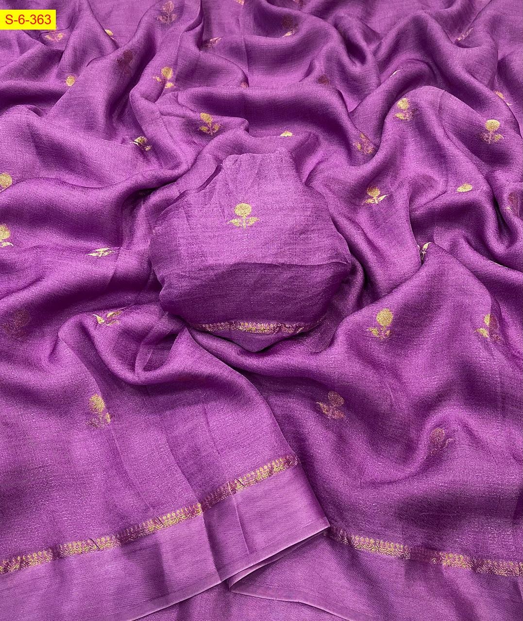 Violet Viscose khadi silk sarees