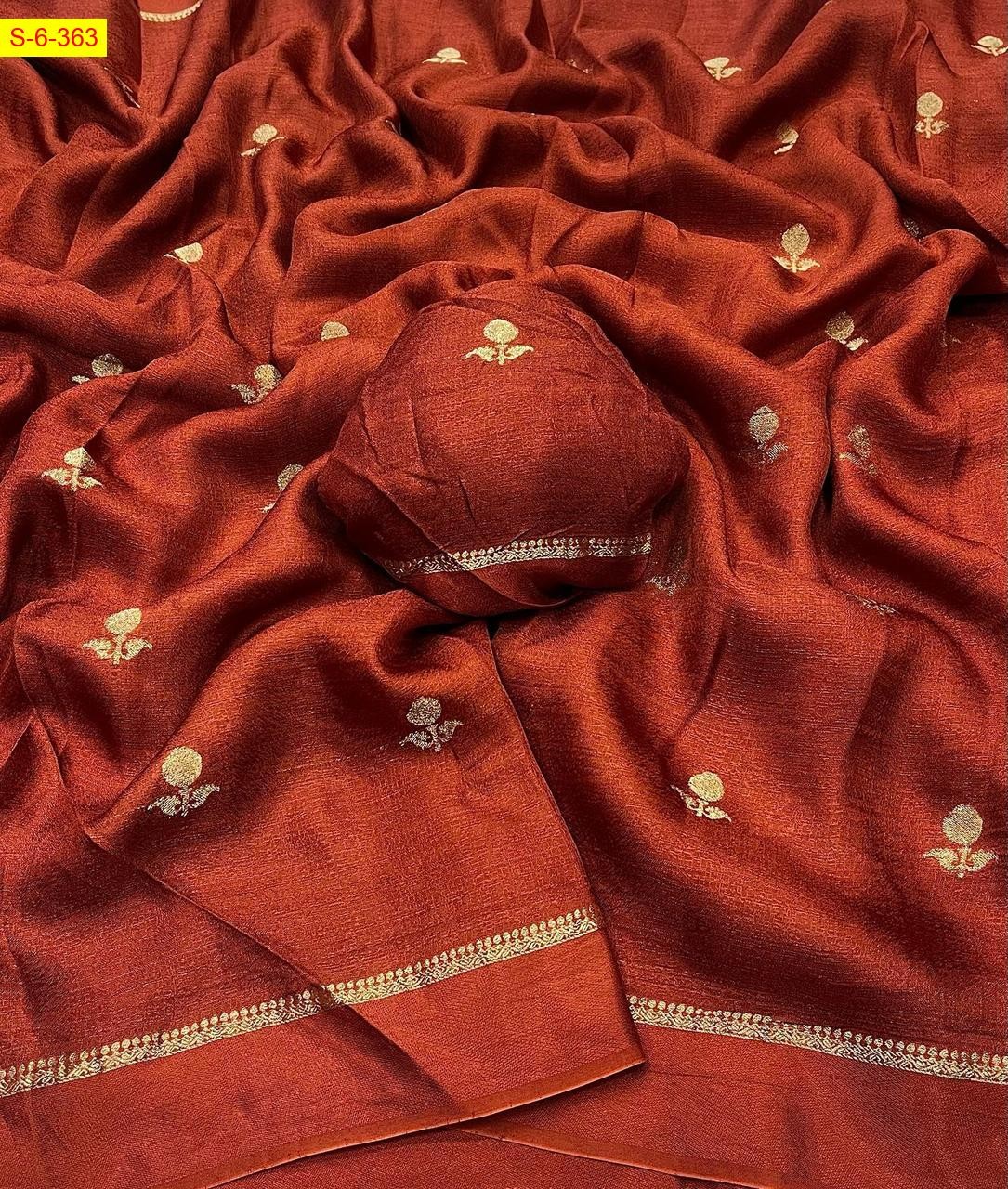 Maroon Viscose khadi silk sarees