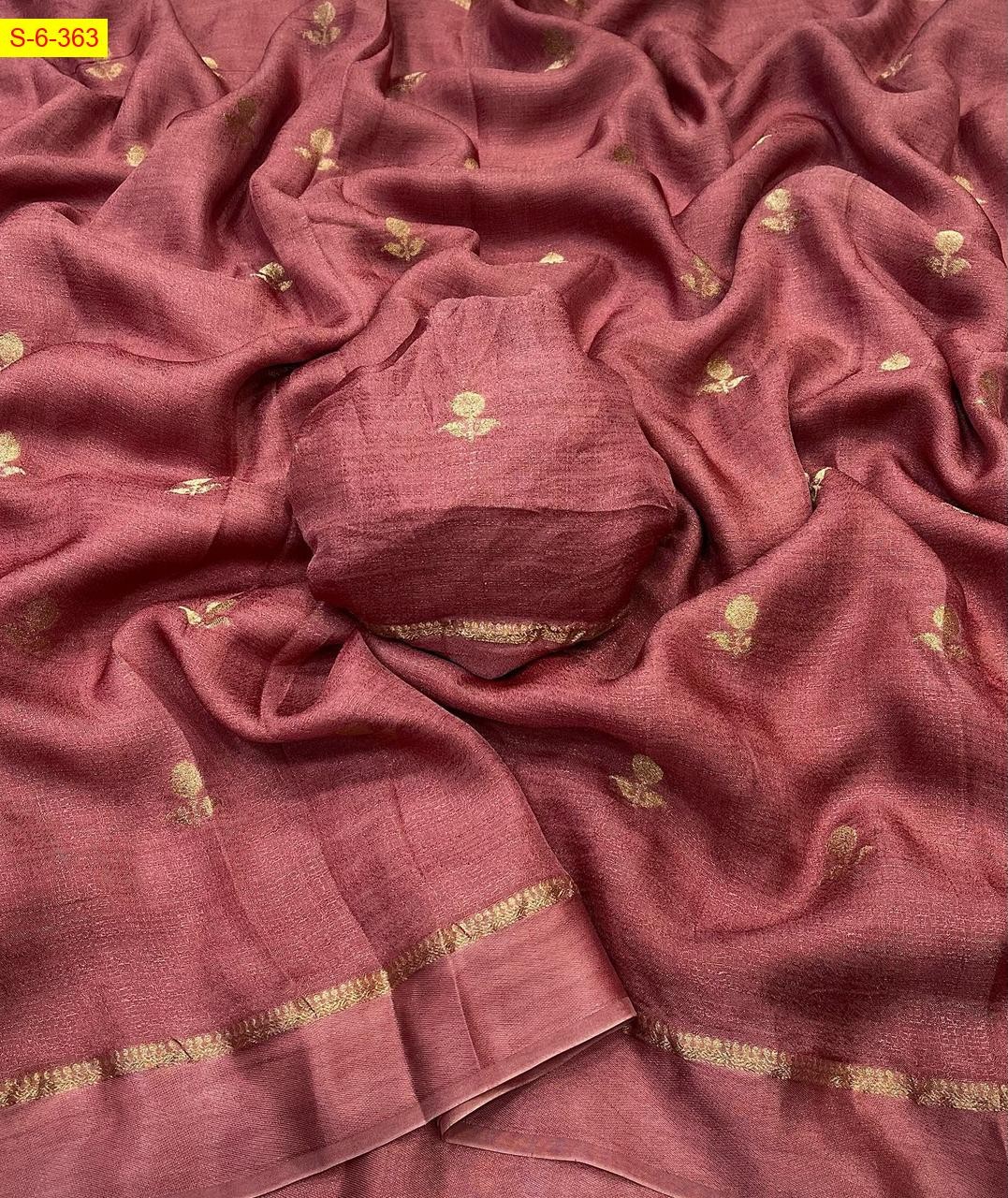 Brown Viscose khadi silk sarees