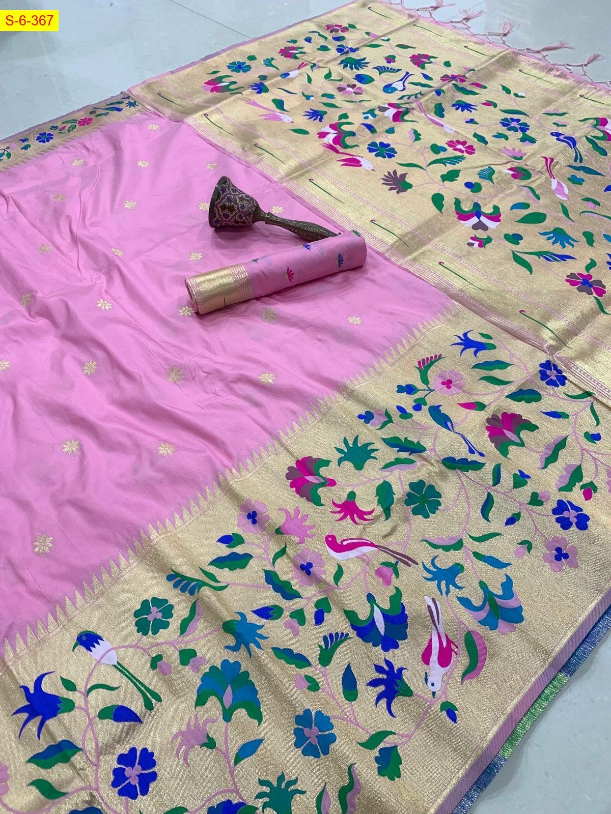 Light pink Paithani silk sarees