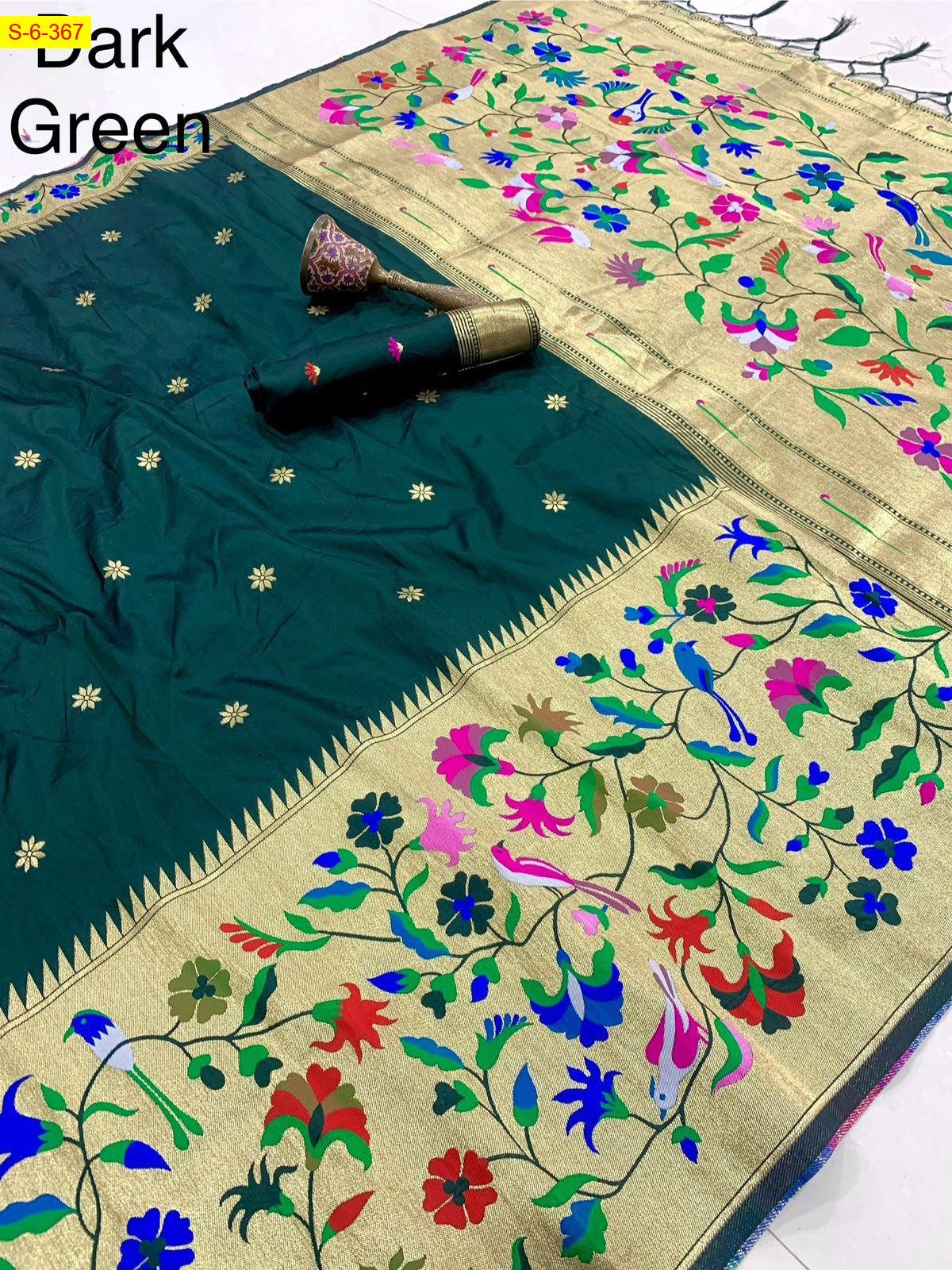 Dark Green Paithani silk sarees