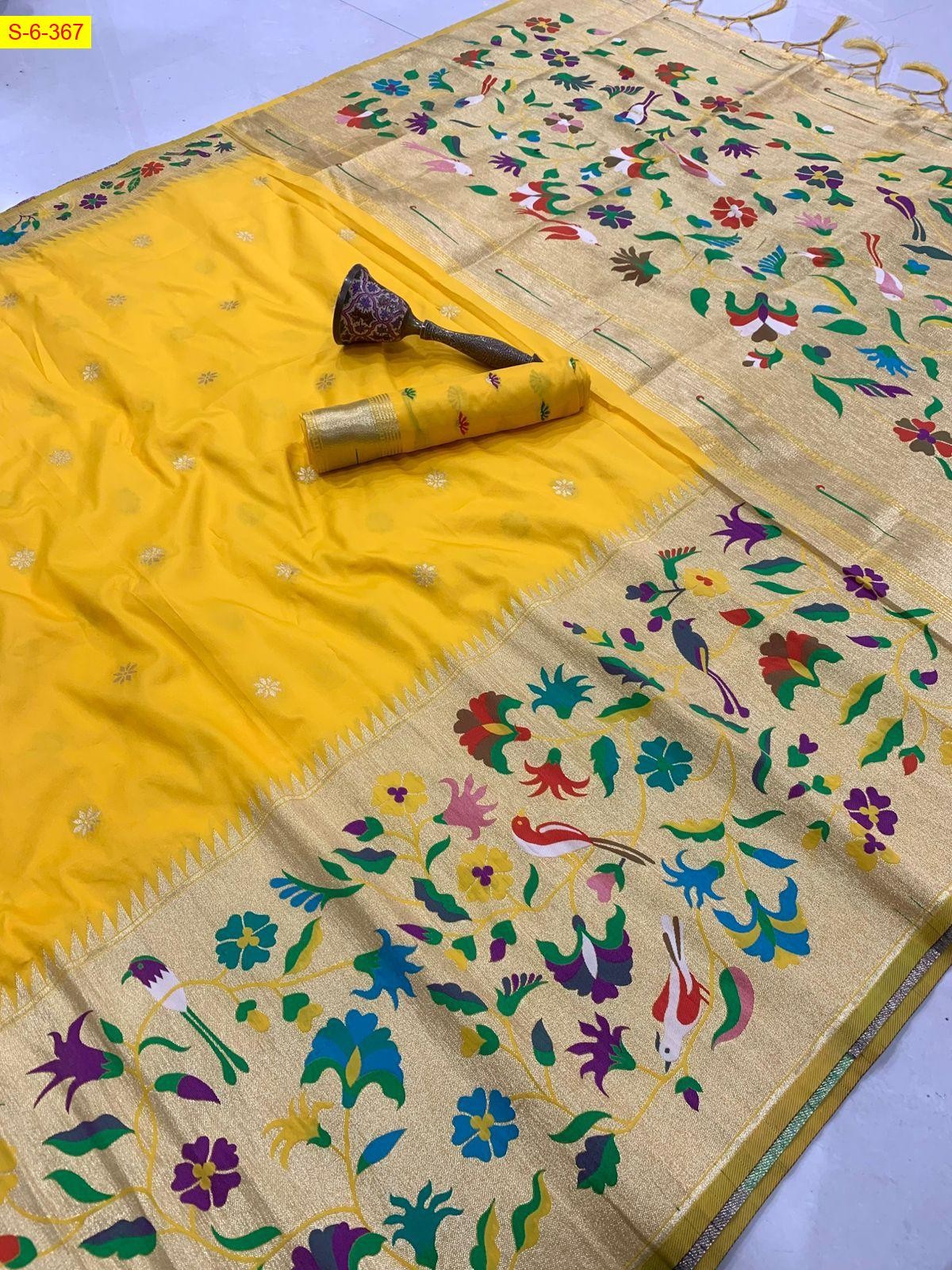 Yellow Paithani silk sarees