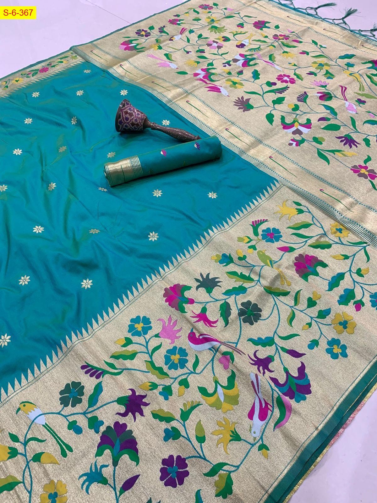 Rama Green Paithani silk sarees