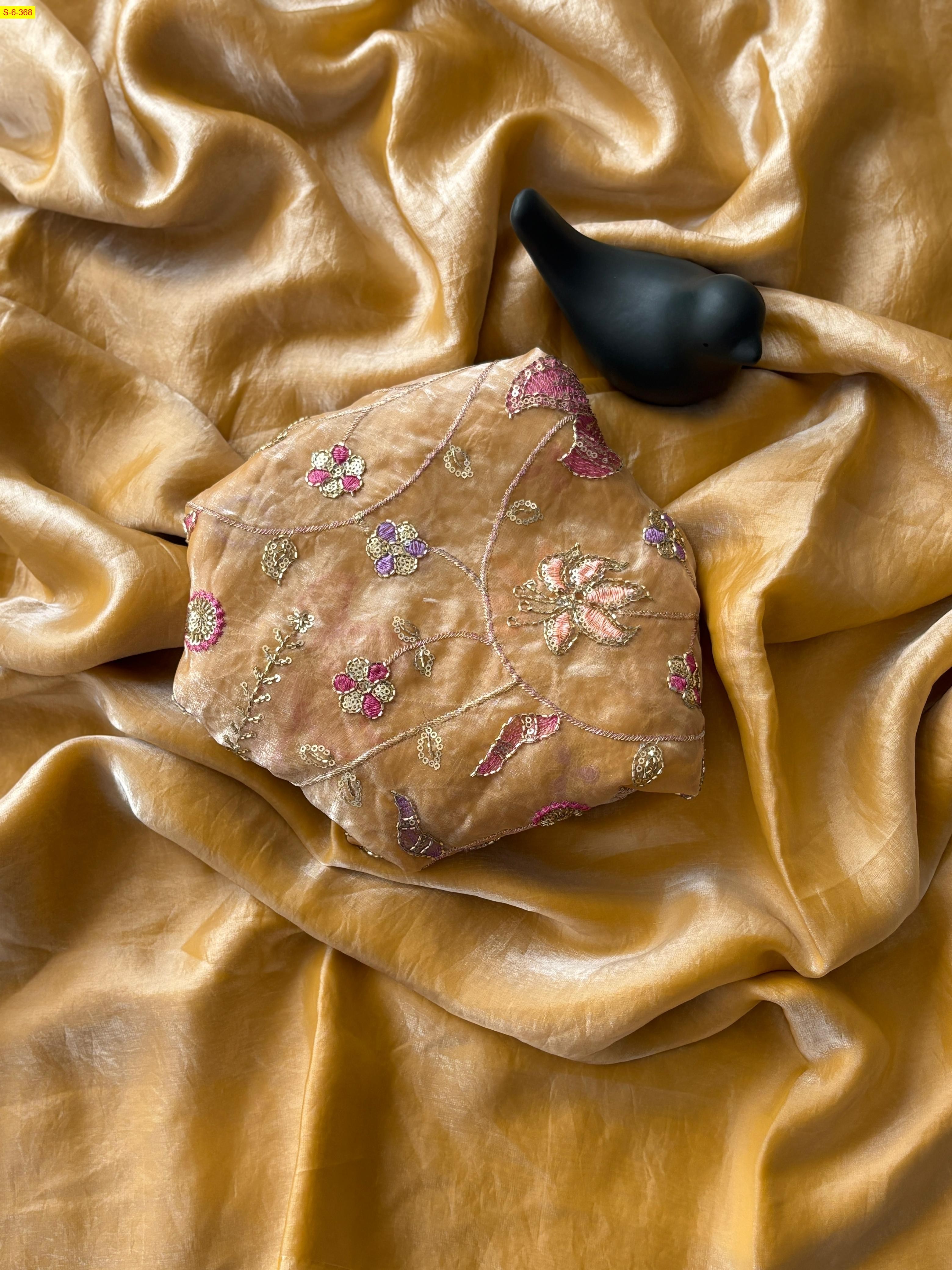 Sandal Fancy satin silk sarees