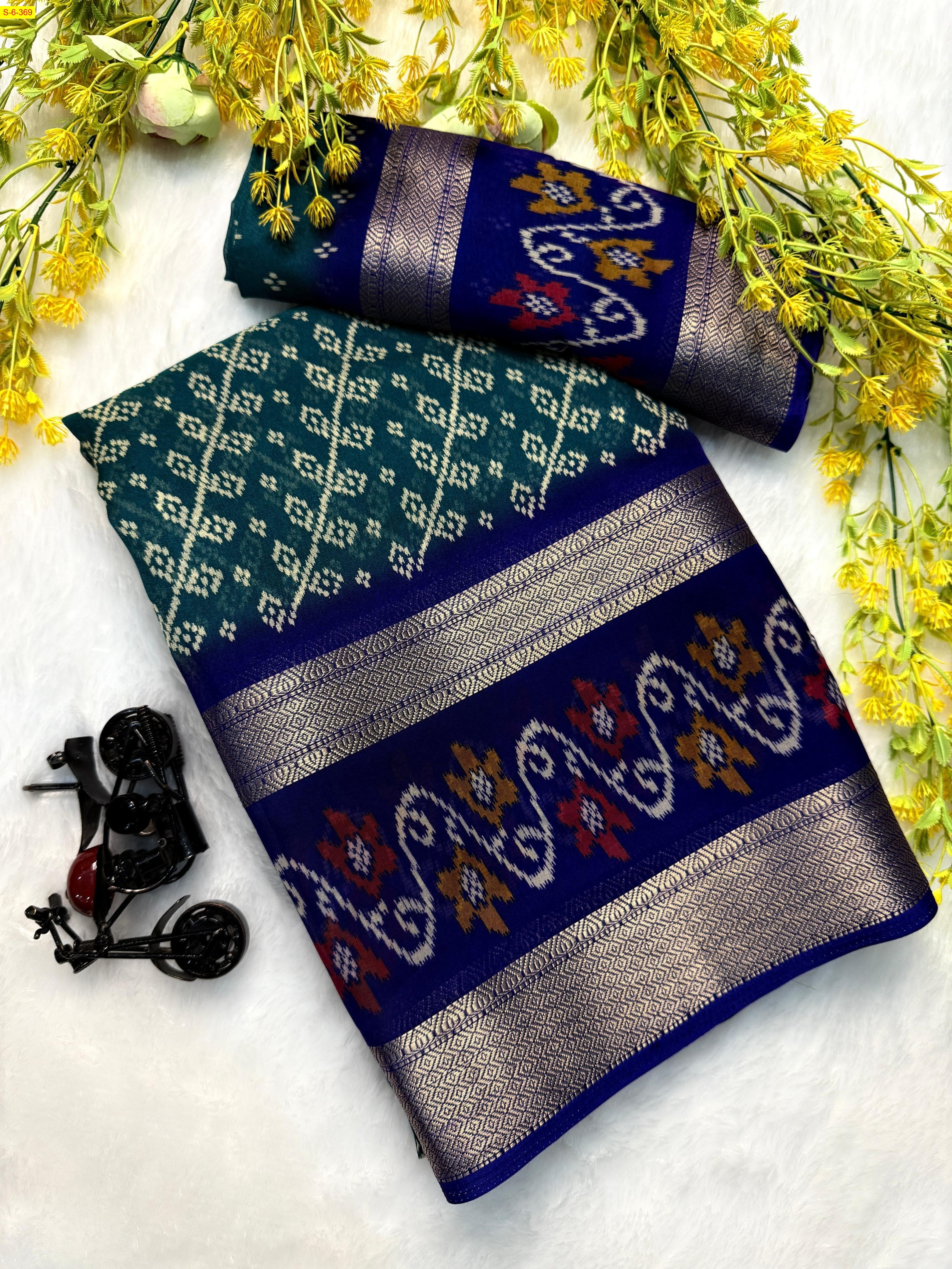 Rama Green Fancy marshmelon printed sarees 
