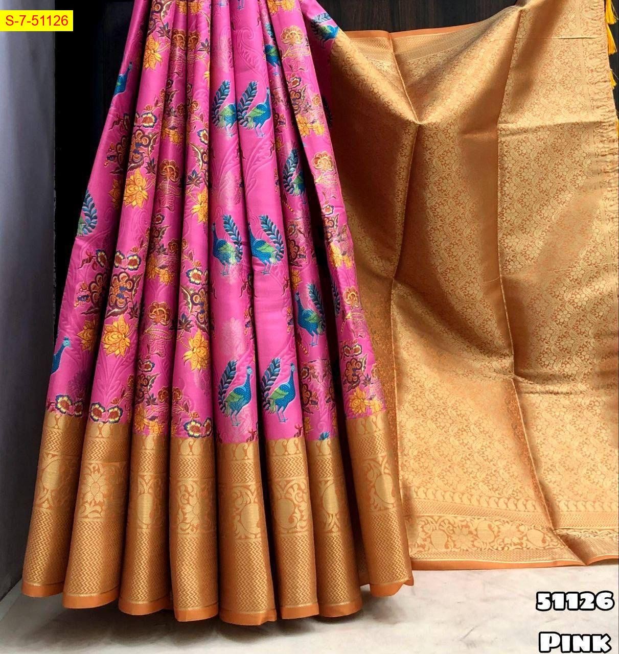 Pink Banaras pattu silk sarees