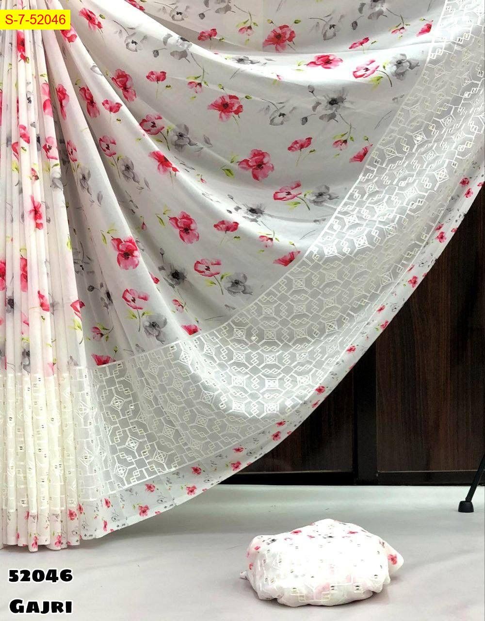 Gajri Soft Chiffon floral digital print sarees 