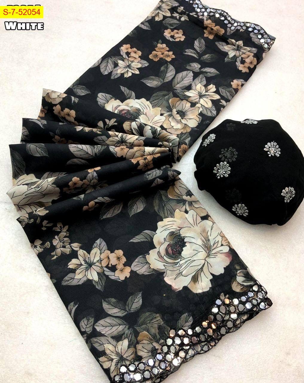 Black Soft and smooth weightless chiffon saree