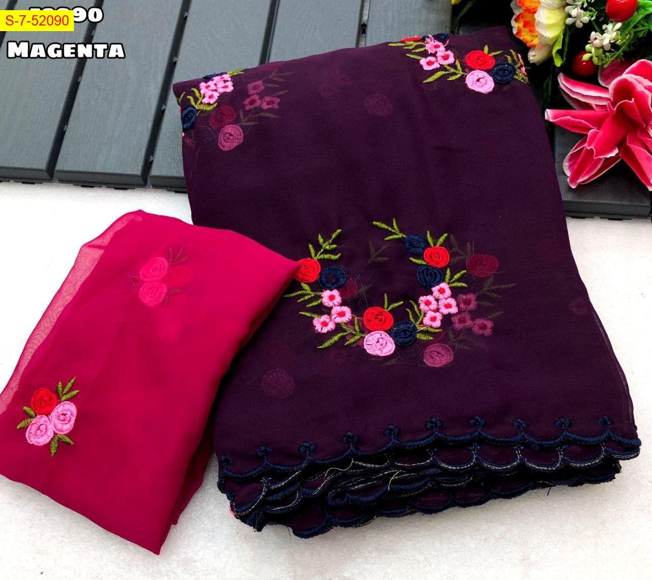 Magenta Georgette saree 