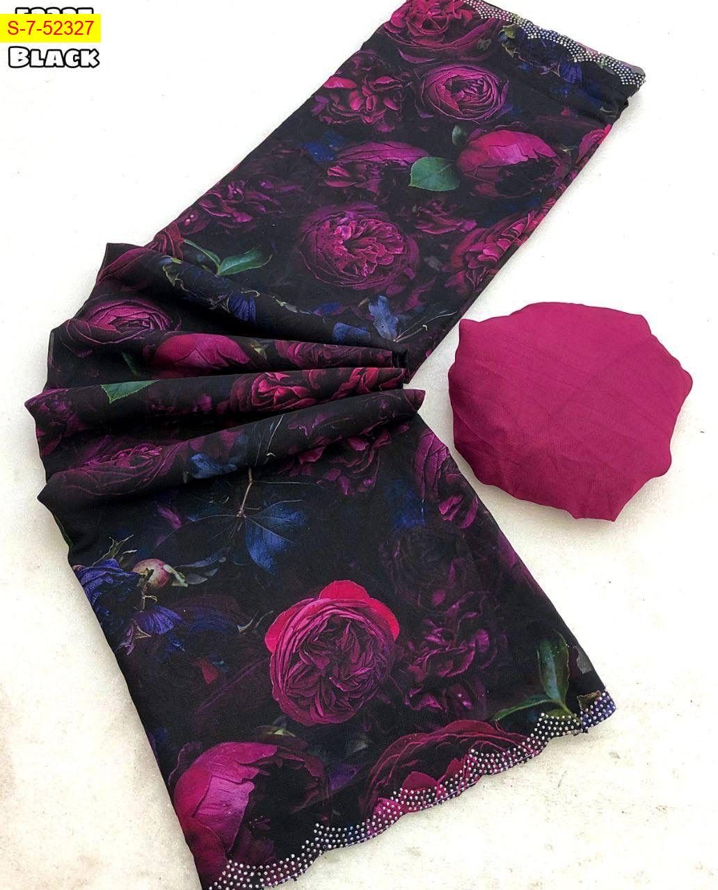 Black Chiffon floral print 