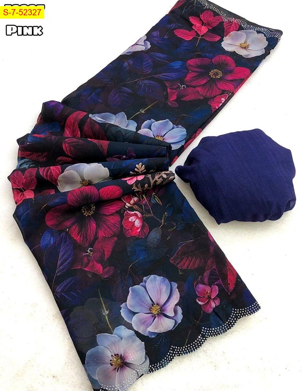 Pink Chiffon floral print 
