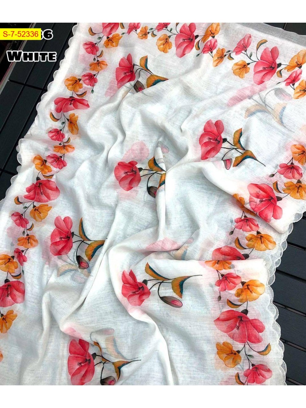 Linen Digital printed Saree