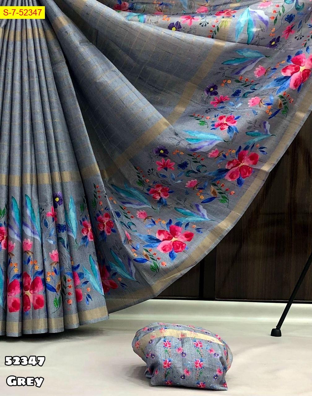 Grey Dola silk mysore style weaving sarees