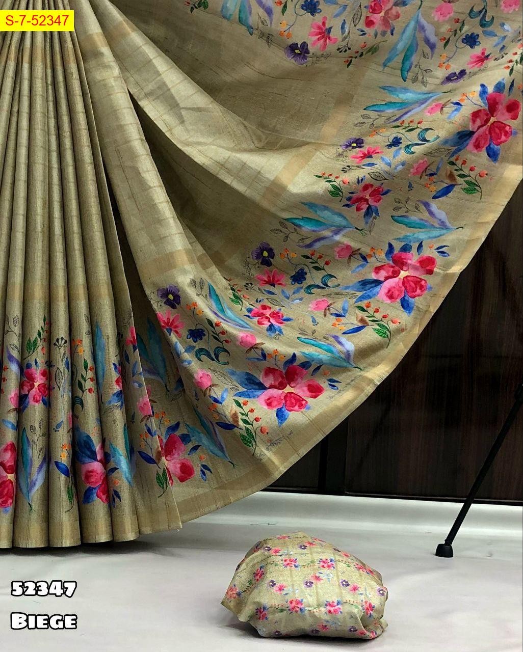Biege Dola silk mysore style weaving sarees