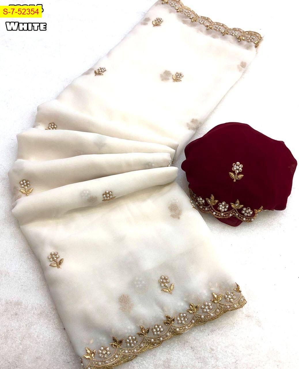 White Soft georgette sarees