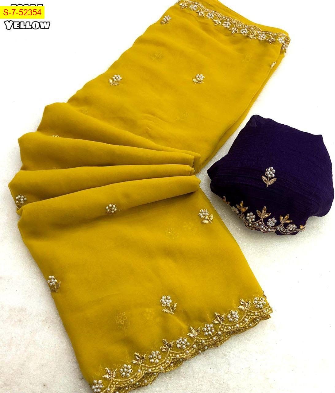 Yellow Soft georgette sarees
