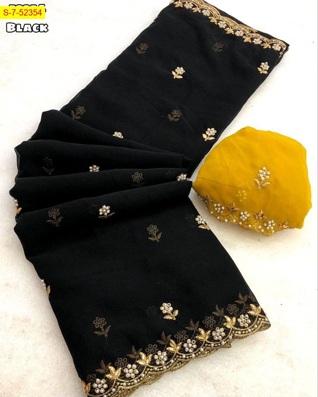 Black Soft georgette sarees