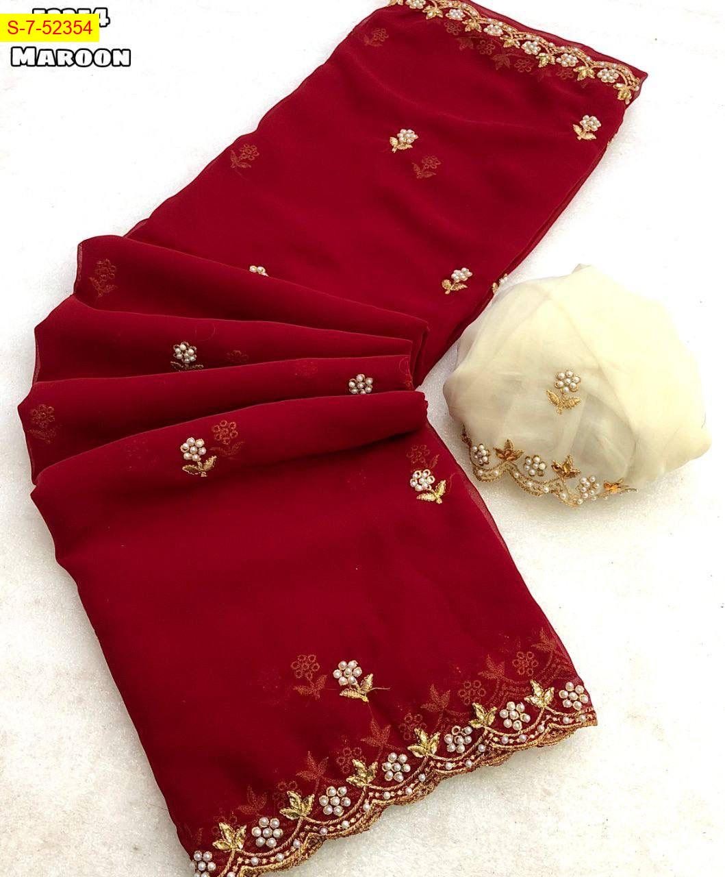 Maroon Soft georgette sarees
