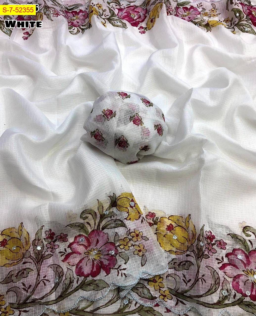 White Soft kota checks sarees 
