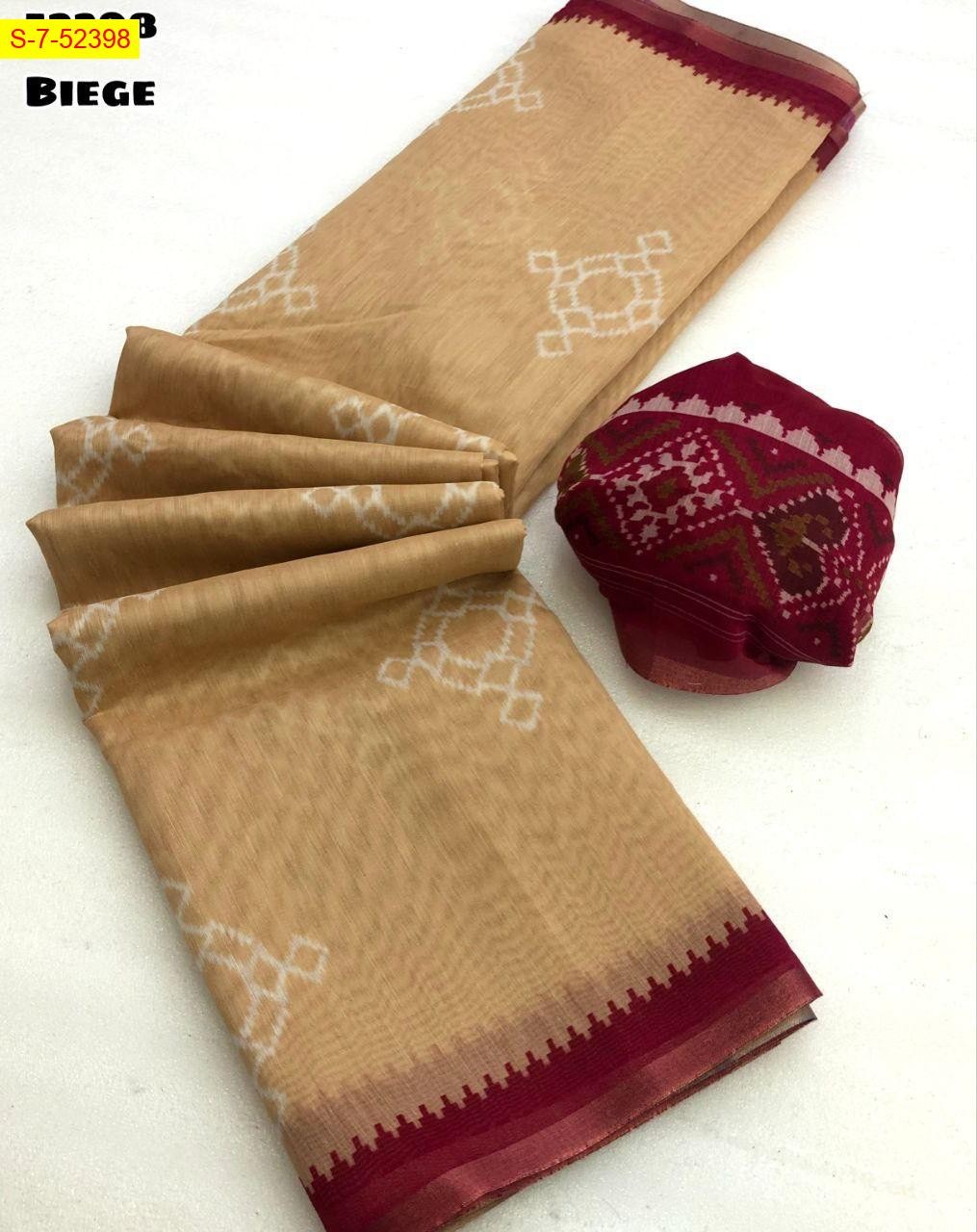Rama Green Soft fancy chanderi printed sarees 