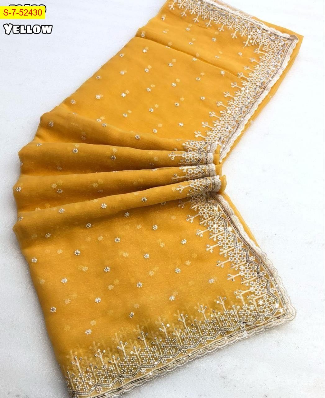 Yellow Shimmer chiffon sarees