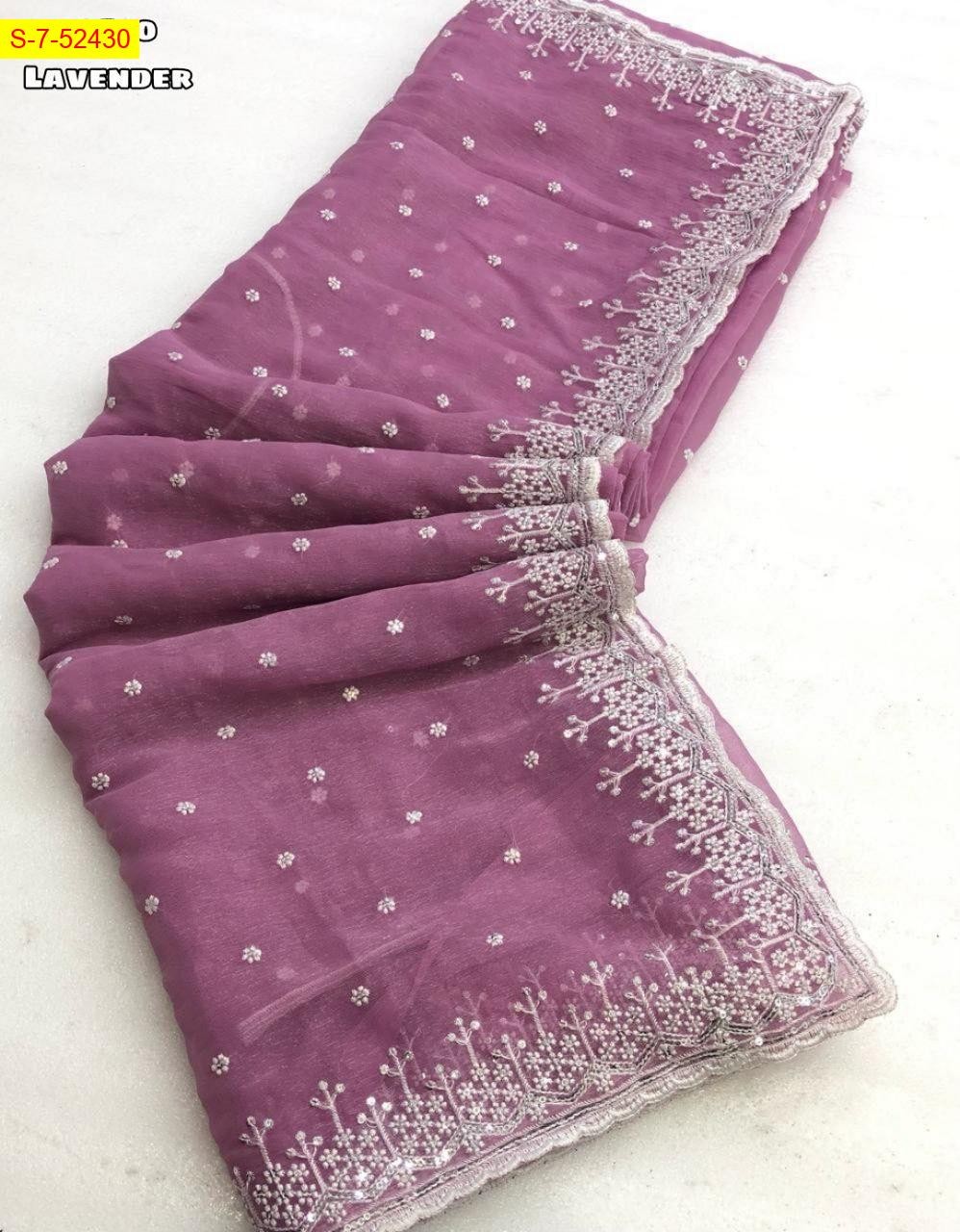 Lavender Shimmer chiffon sarees