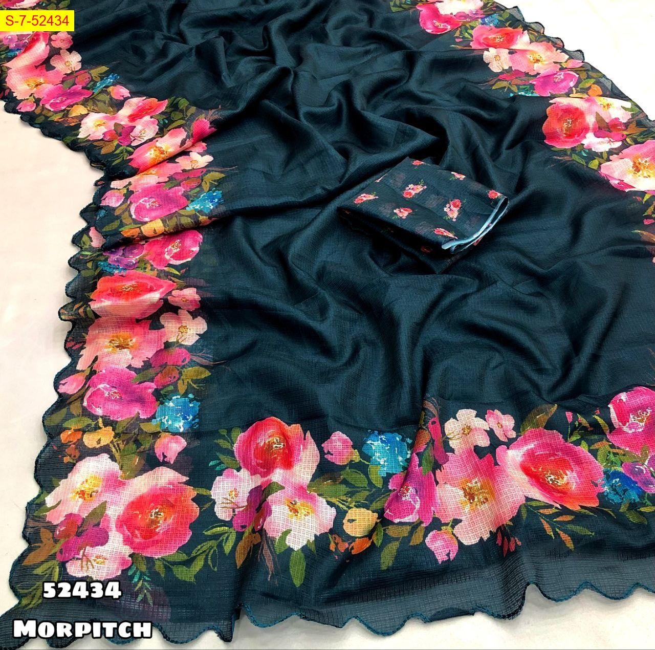 Morpitch Soft kota checks light weight sarees