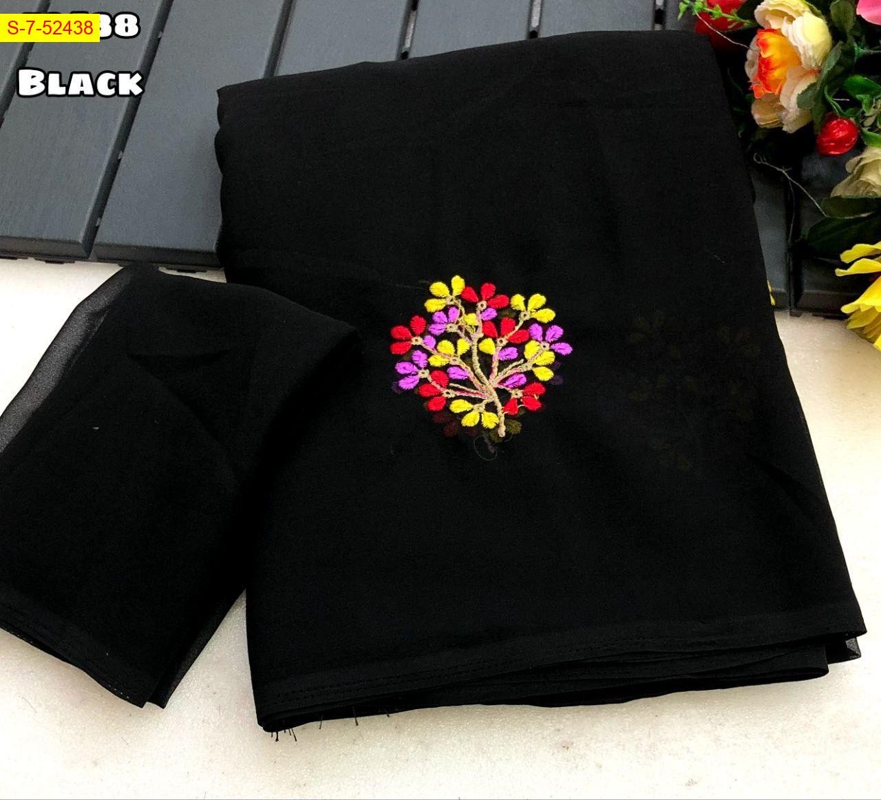 Black Georgette embroidery sarees