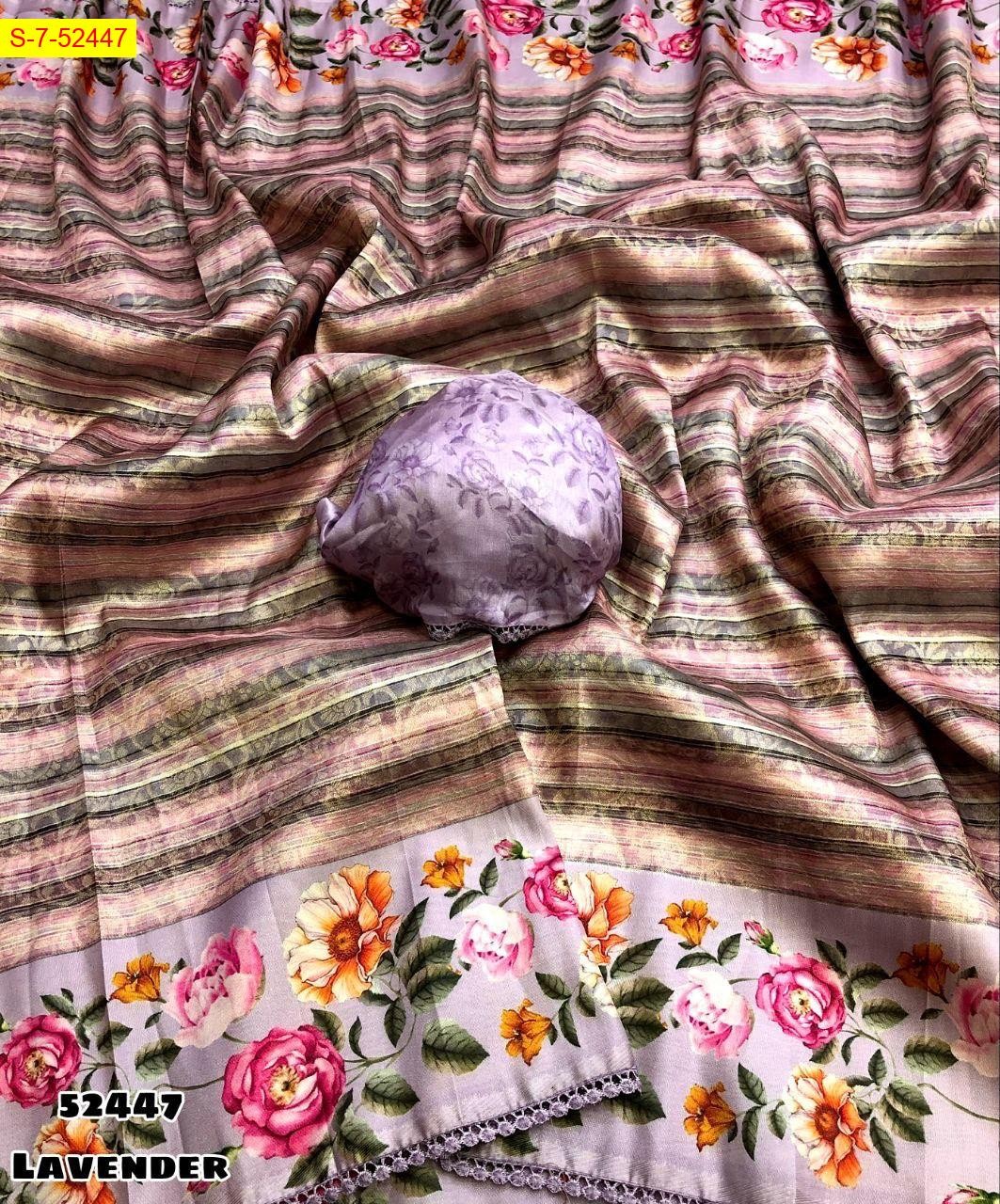 Lavender Fancy silk floral jacquard weaving sarees 