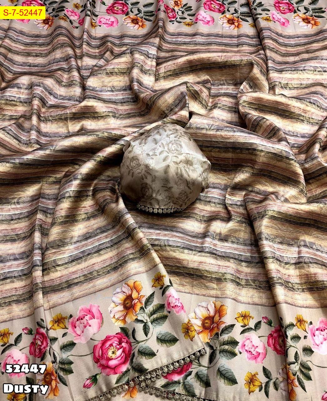 Dusty Fancy silk floral jacquard weaving sarees 