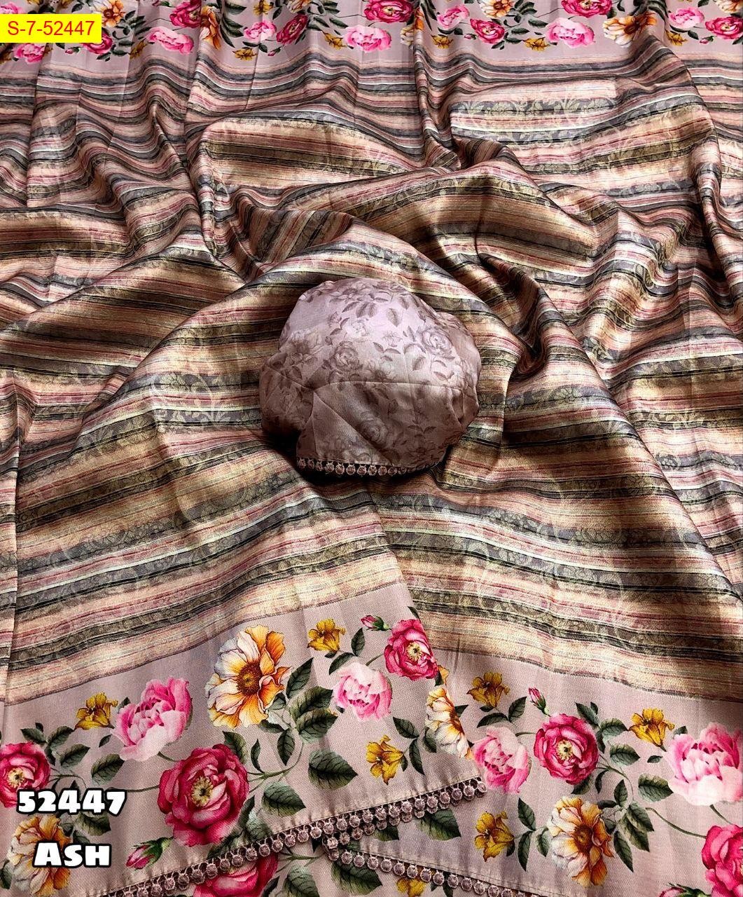 Ash Fancy silk floral jacquard weaving sarees 
