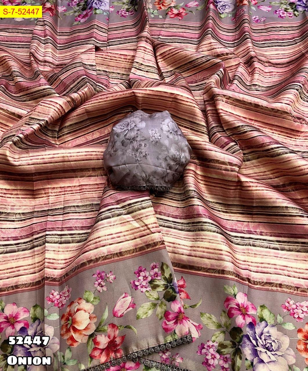 Onion Fancy silk floral jacquard weaving sarees 