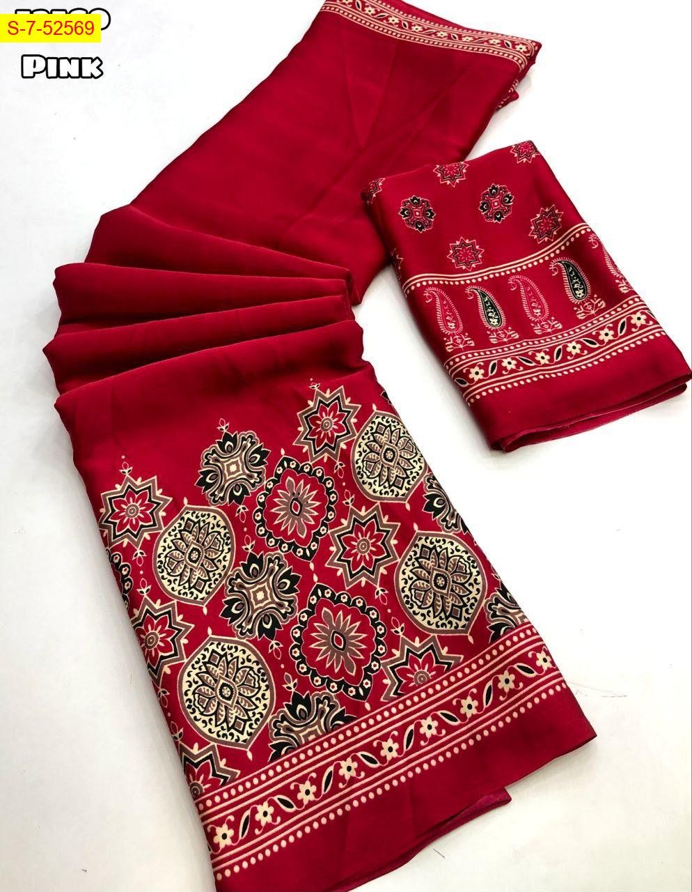 Pink Soft and smooth modal silk sarees