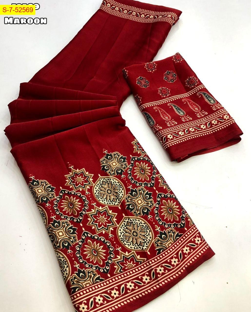 Maroon Soft and smooth modal silk sarees