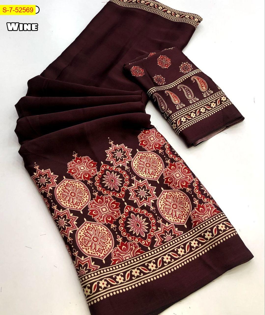Wine Soft and smooth modal silk sarees