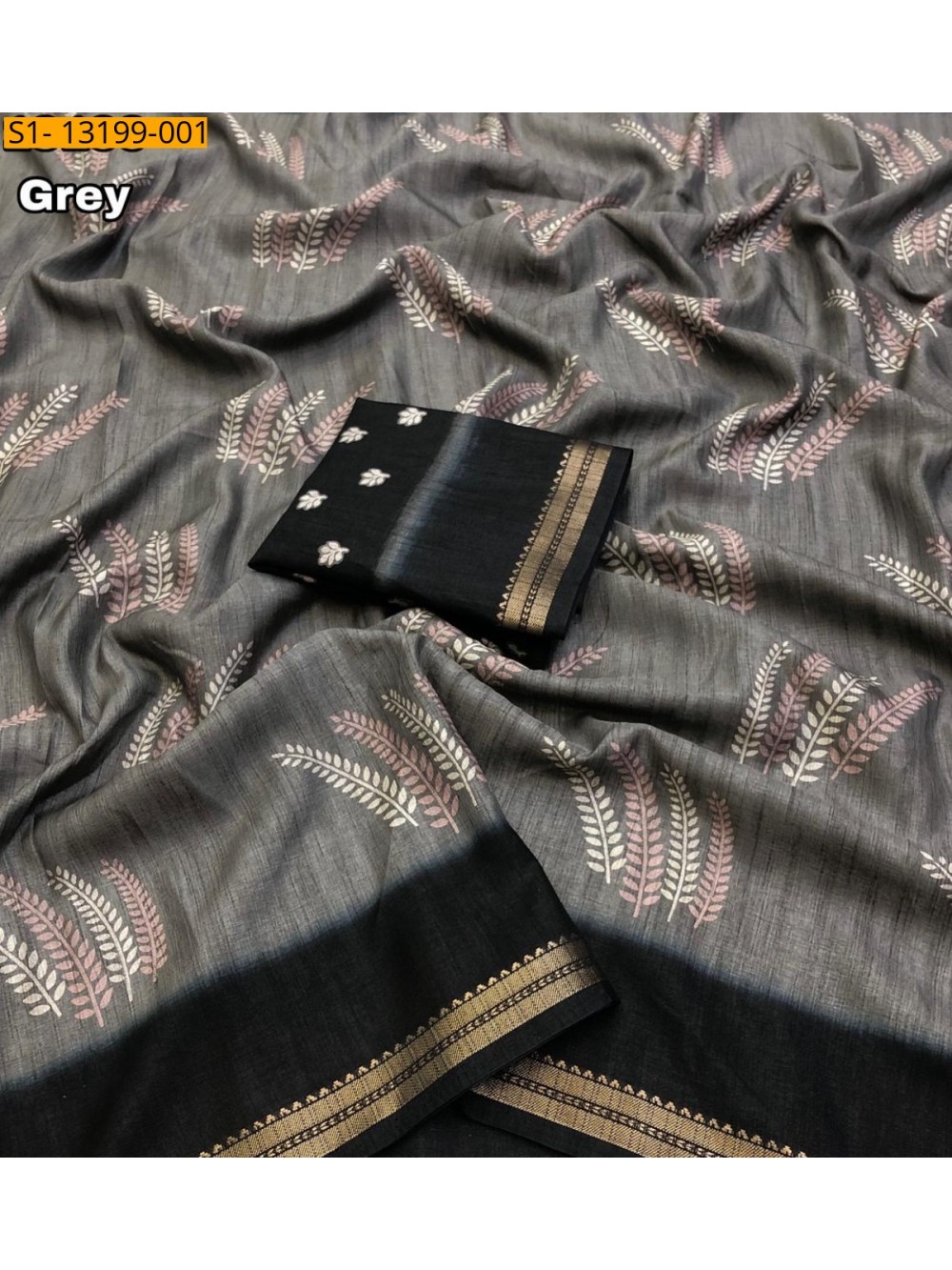 Fancy Tussar silk printed saree