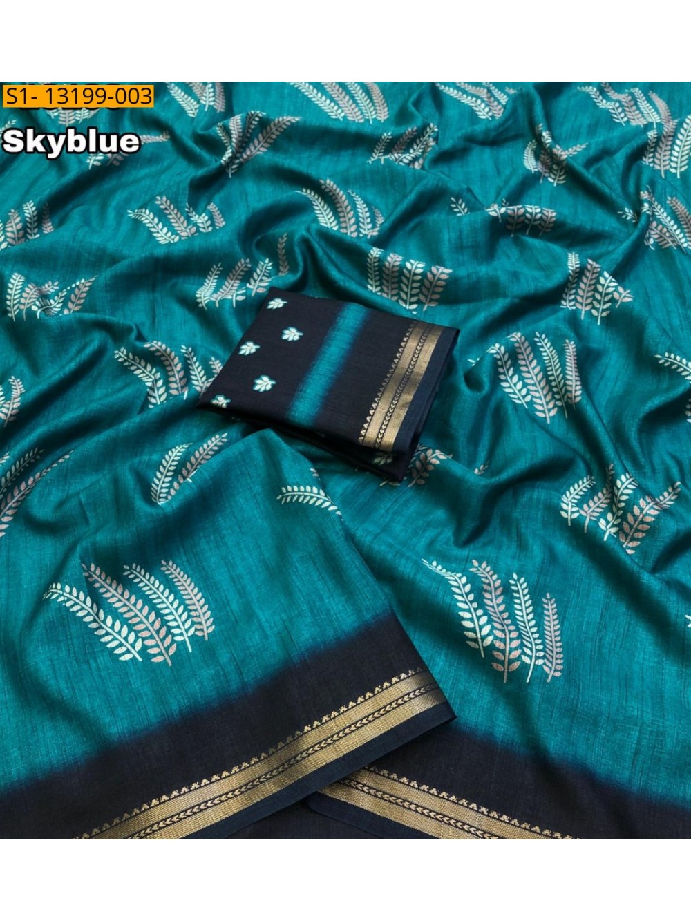 Fancy Tussar silk printed saree