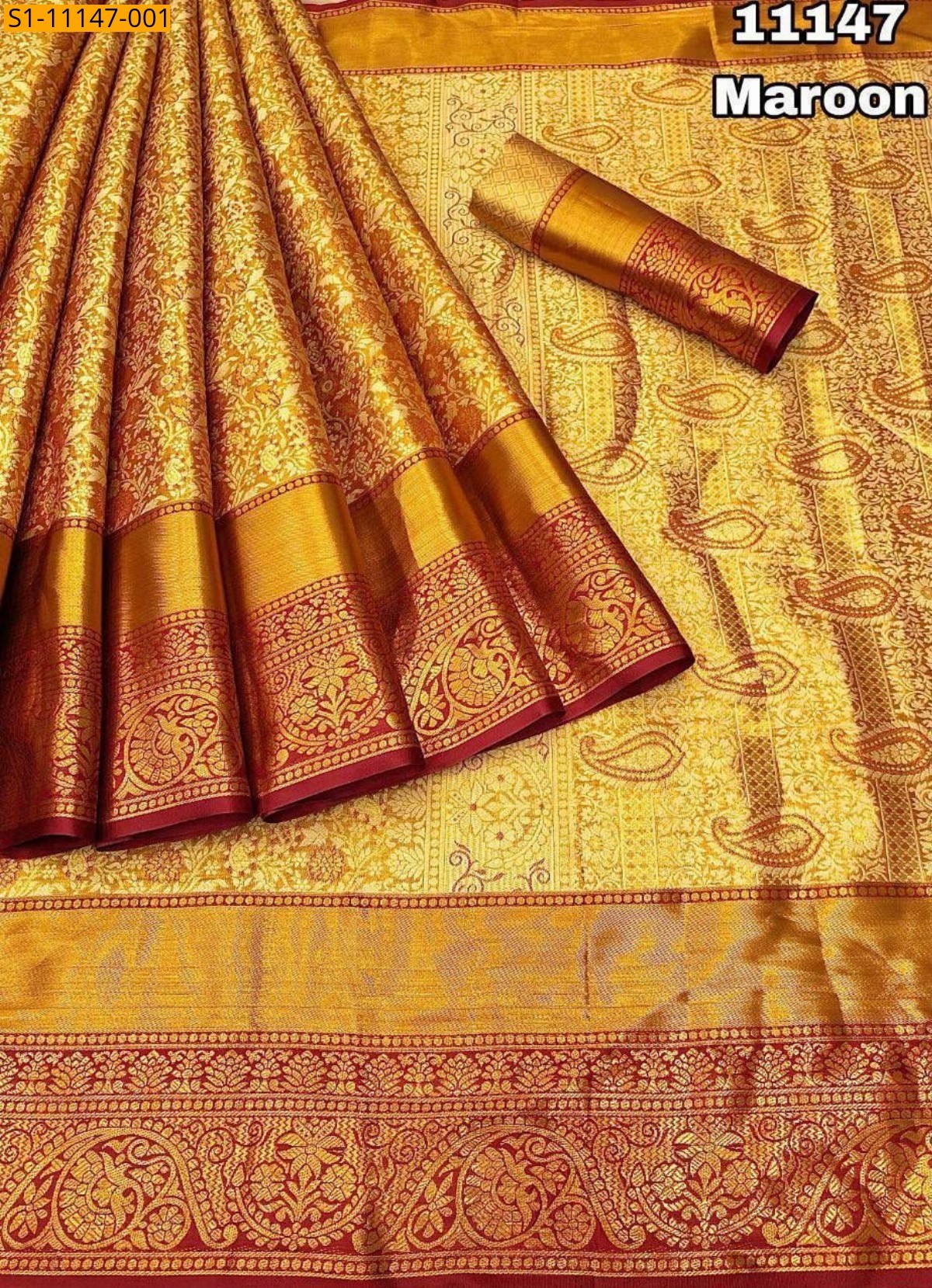 Maroon Kanjiviram pattu silk  silk Sarees