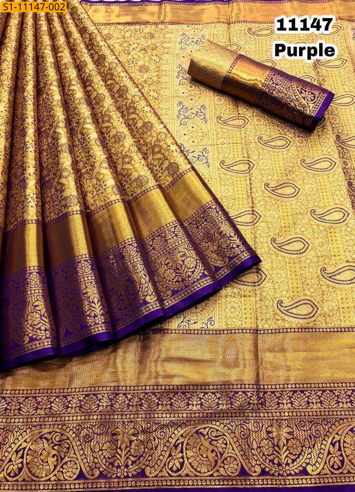 Purple Kanjiviram pattu silk  silk Sarees