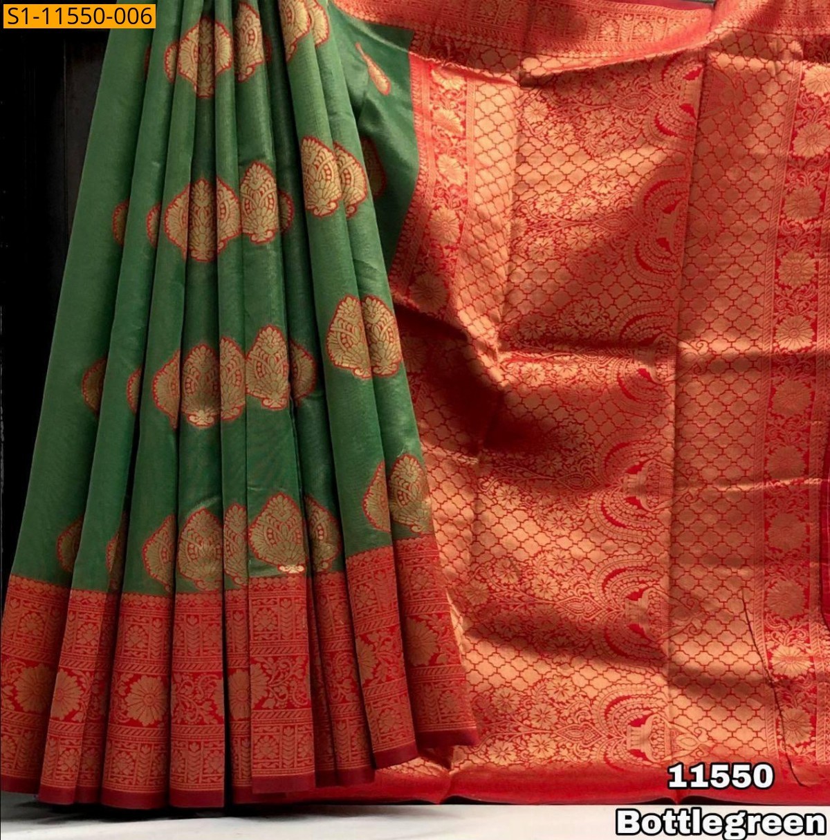 Bottle Green Soft tissue silk  sarees