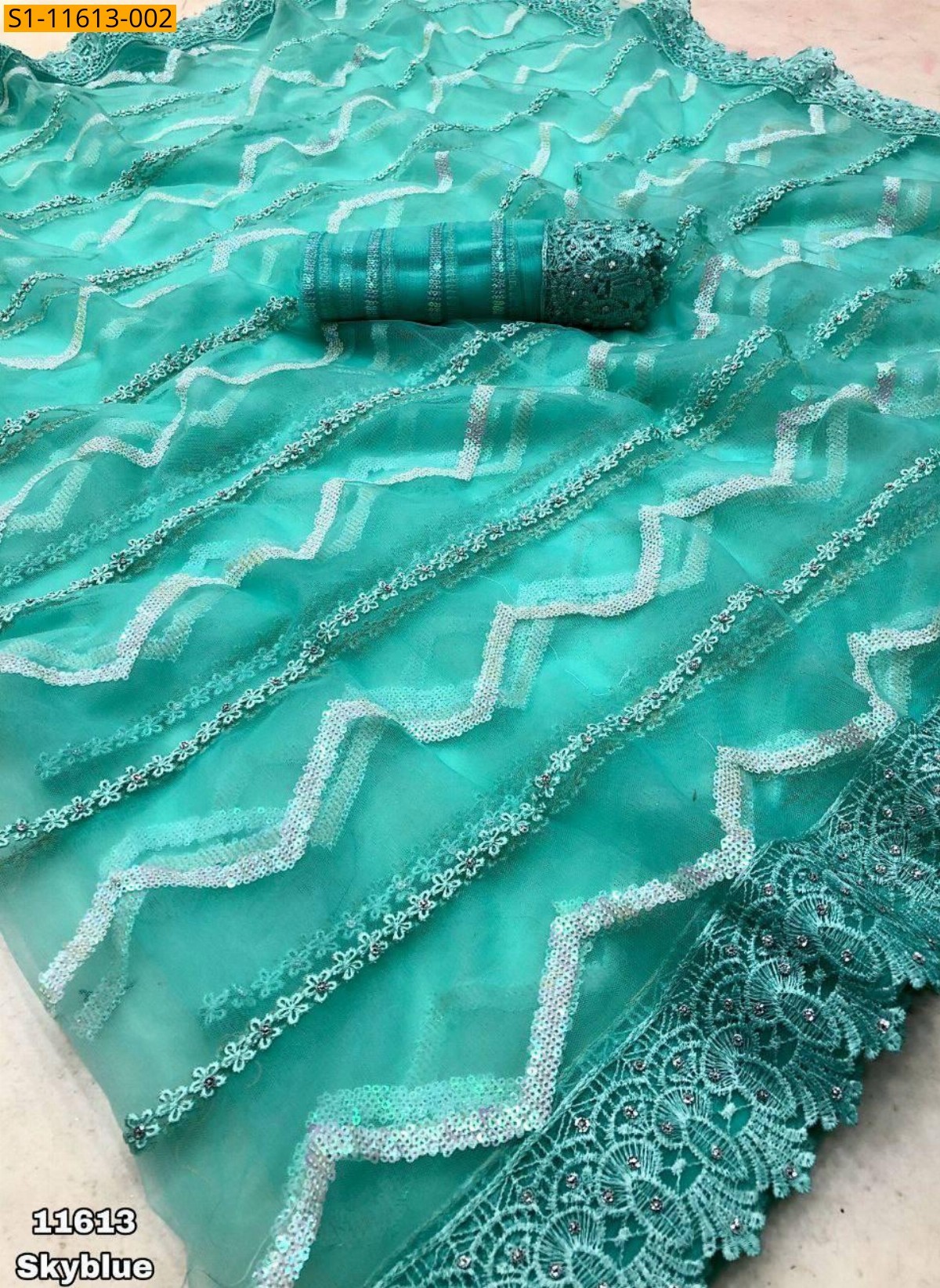 Sky blue Fancy sarees